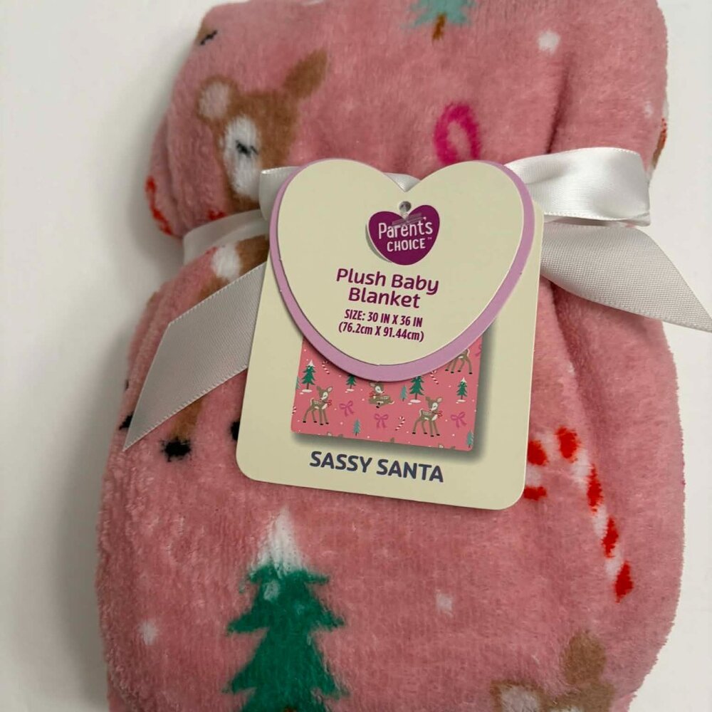 Parent's Choice Sassy Santa Plush Baby Blanket 30x36 inches